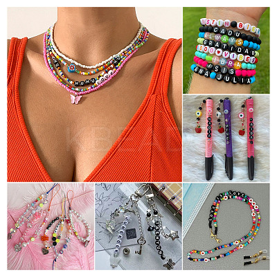500Pcs 5 Style Opaque Acrylic Beads SACR-TA0001-16-1