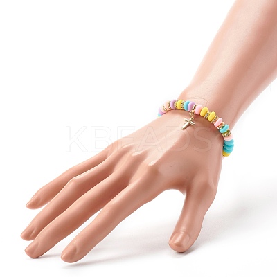Handmade Polymer Clay Beads Stretch Bracelets BJEW-JB06488-1