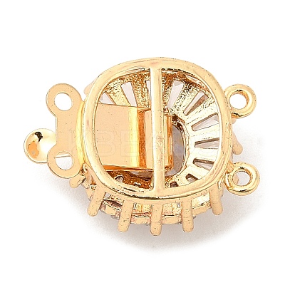 Brass Micro Pave Clear Cubic Zirconia Box Clasps KK-E052-01A-G01-1