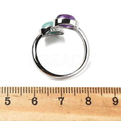 Natural Amethyst & Amazonite Finger Rings RJEW-A068-03P-02A-1