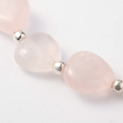 Heart Rose Quartz Stretch Bracelets BJEW-JB02066-03-1
