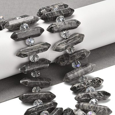 Natural Map Stone Double Terminated Point Beads Strands G-H069-B09-01-1