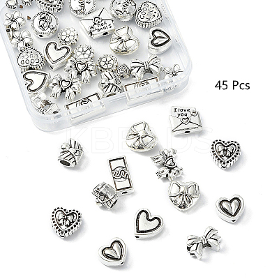 45Pcs 15 Styles Tibetan Style Alloy Beads FIND-YW0006-27-1