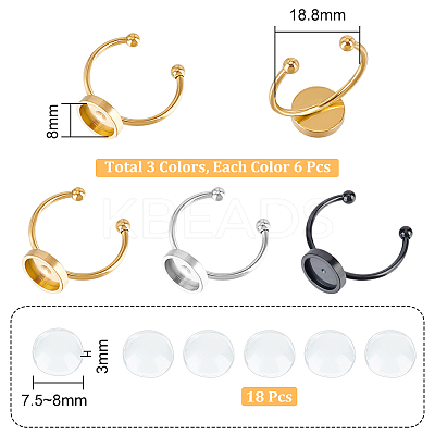 DIY Flat Round Blank Cameo Photo Ring Making Kit DIY-UN0004-46-1