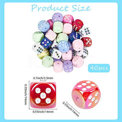 40Pcs UV Plating Rainbow Iridescent Acrylic Enamel Beads SACR-PA0001-03-1