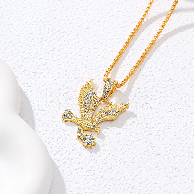 Eagle Alloy Crystal Rhinestone Pendant Necklaces for Men FS-WG26FCA-01-1