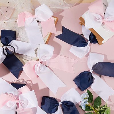 10Pcs 2 Colors Bowknot Polyester Elastic Hair Ties OHAR-GF0001-24-1