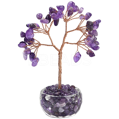 1Pc Natural Amethyst Chips Tree of Life Decorations DJEW-DJ0001-08B-1