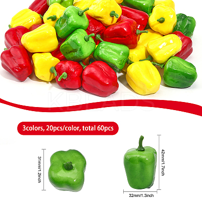 3 Bags 3 Colors Mini Foam Imitation Bell Pepper AJEW-CA0003-76-1