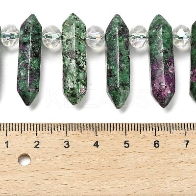 Natural Ruby in Zoisite Double Terminated Point Beads Strands G-H069-A08-01-1