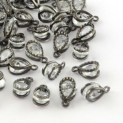 Teardrop Alloy Charms ZIRC-R007-038A-01-1