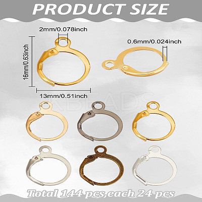 144Pcs 6 Colors Brass Leverback Earring Findings FIND-LP0002-87-1