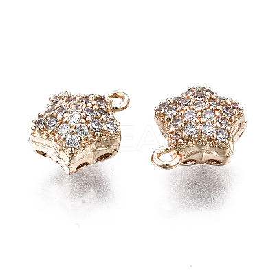 Hollow Brass Micro Pave Clear Cubic Zirconia Charms KK-S359-142-RS-1