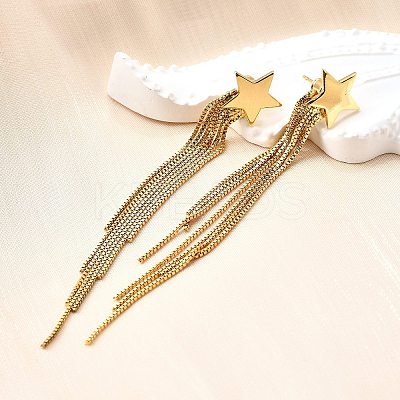 Rack Plating Brass Star Ear Studs EJEW-P226-15G-1