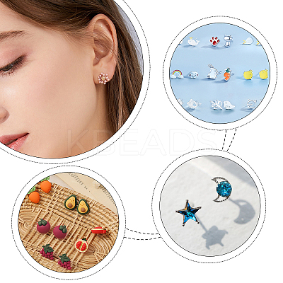 304 Stainless Steel Stud Earrings Findings STAS-UN0006-18P-1