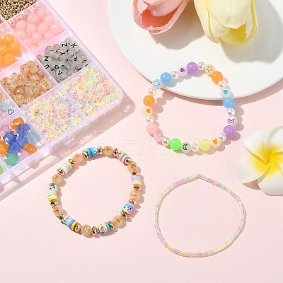 DIY Luminous Acrylic & Plastic Beads Stretch Bracelets Making Kits DIY-YW0011-66-1
