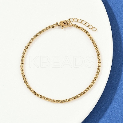 304 Stainless Steel Wheat Chain Bracelets for Unisex BJEW-K282-01A-G-1