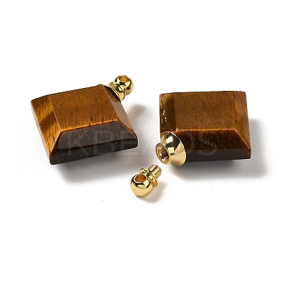 Natural Tiger Eye Perfume Bottle Pendants G-Z039-05G-05-1
