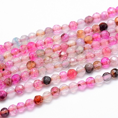 Dyed Natural Agate Faceted Round Beads Strands G-P097-32-1