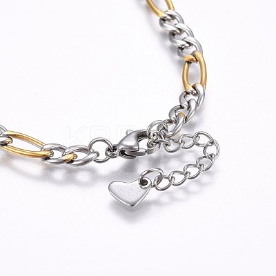304 Stainless Steel Figaro Chain Bracelets BJEW-I266-02GP-1