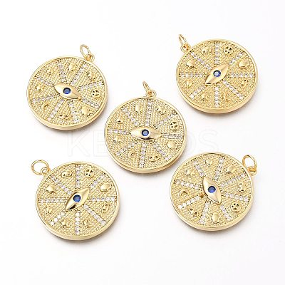 Brass Micro Pave Clear & Blue Cubic Zirconia Charms ZIRC-O036-09G-1