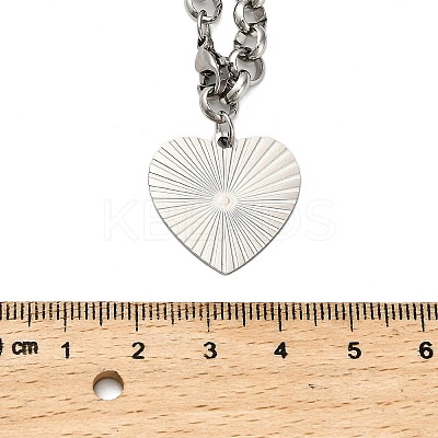304 Stainless Steel Heart Pendant Rolo Chain Necklaces for Women NJEW-Q028-06P-1