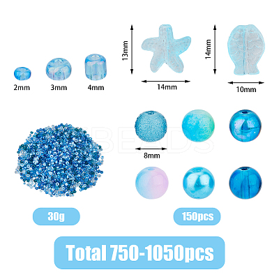 3 Bags Glass Beads GLAA-DC0001-37B-1