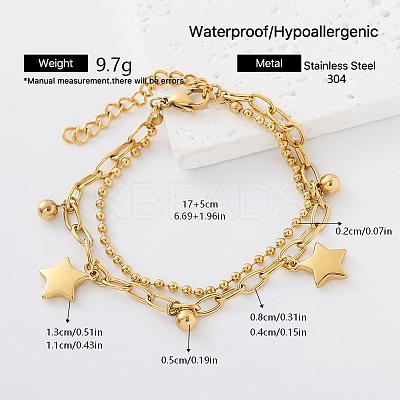 304 Stainless Steel Charm 2-Strand Bracelets for Women NS7059-1-1