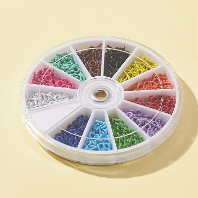 600Pcs 12 Colors Spray Painted Iron Screw Eye Pin Peg Bails IFIN-FS0001-15-1