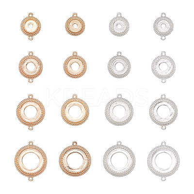 14pcs 14 style Brass Pendant Cabochon Settings & Cabochon Connector Settings FIND-BY0001-13-1