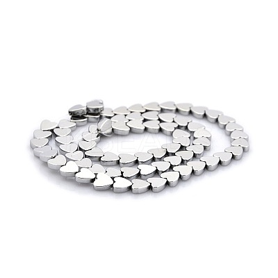 Non-magnetic Synthetic Hematite Heart Beads Strands G-M074-01-1