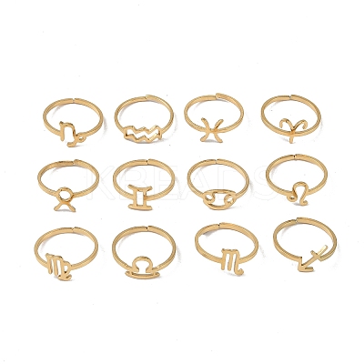12Pcs 304 Stainless Steel Adjustable Finger Ring RJEW-L115-01G-M-1
