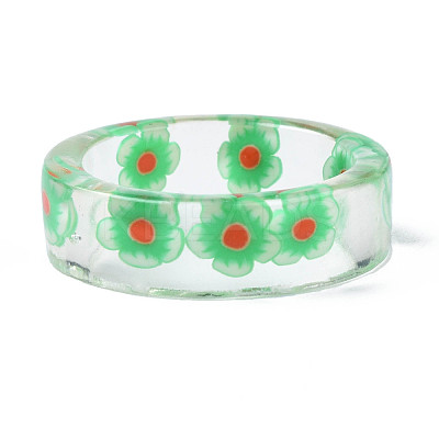 Transparent Resin Flower Finger Ring for Women RJEW-T022-029-1