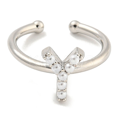 Rack Plating Brass Open Cuff Rings for Women RJEW-F162-01P-Y-1