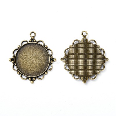 Vintage Tibetan Style Alloy Pendant Cabochon Settings X-TIBEP-M018-92AB-NF-1