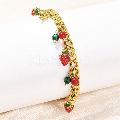 304 Stainless Steel Enamel Charm Bracelets BJEW-C113-03G-1