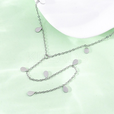 304 Stainless Steel Teardrop Tassel Y Necklaces NJEW-R026-24P-1