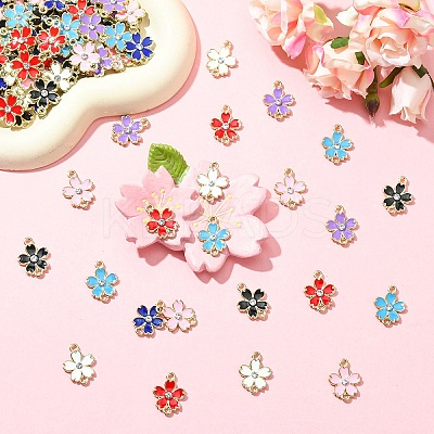 20Pcs Alloy Enamel 5-Petal Flower Connector Charms FIND-YW0009-33A-1