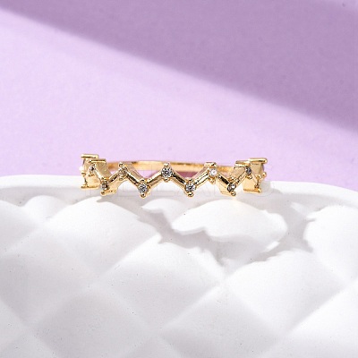 Brass Micro Pave Cubic Zirconia Finger Rings RJEW-C141-05G-1