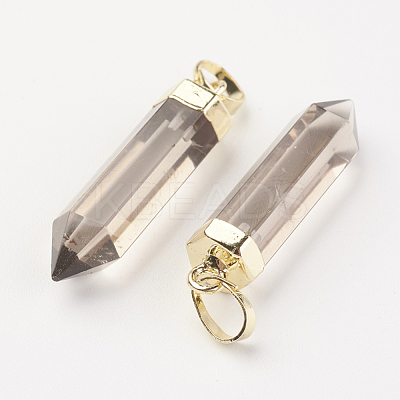 Natural Smoky Quartz Pointed Pendants G-G737-32E-G-1