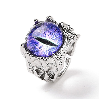 Dragon Eye Glass Wide Band Rings for Men RJEW-E017-01AS-03-1