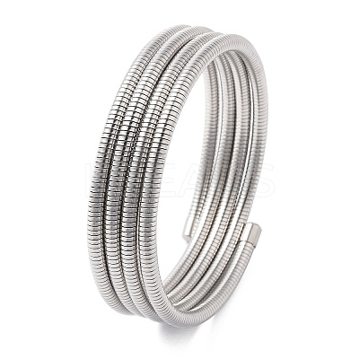 304 Stainless Steel Spring Multi-strand Bangles for Women BJEW-Z086-01P-02-1