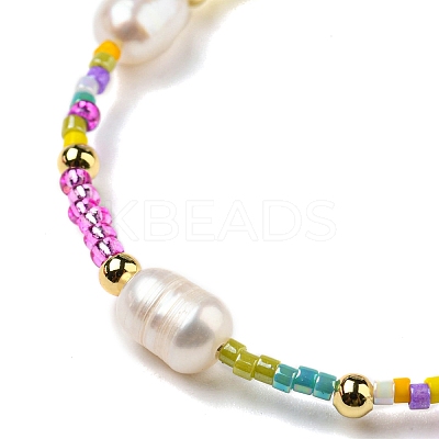 Adjustable Miyuki Glass Seed & Natural Pearl Braided Beaded Bracelets BJEW-O187-02-1