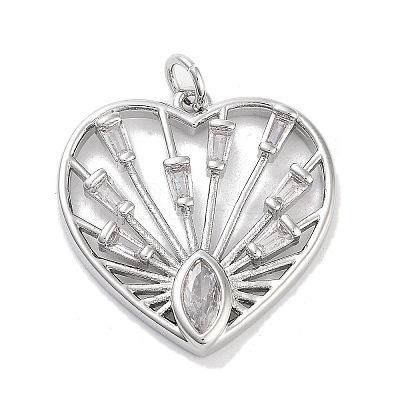 Rack Plating Brass Clear Cubic Zirconia Pendants KK-M293-15P-1