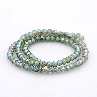 Full Rainbow Plated Glass Faceted(32 Facets) Round Spacer Beads Strands GLAA-A027-3mm-FR02-1