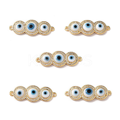 Handmade Lampwork Evil Eye Connector Charms ZIRC-L102-10G-02-1