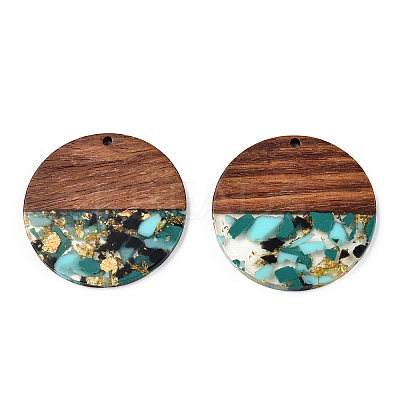 Transparent Resin & Walnut Wood Pendants RESI-TAC0017-75-A02-1
