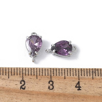 Brass Pave Cubic Zirconia Connector Charms KK-F892-53P-01-1