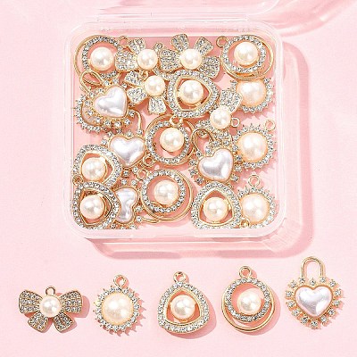 25Pcs 5 Styles Alloy Rhinestone Charms FIND-FS0003-53-1