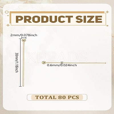 80Pcs Brass Ball Head Pins KK-LP0001-74-1